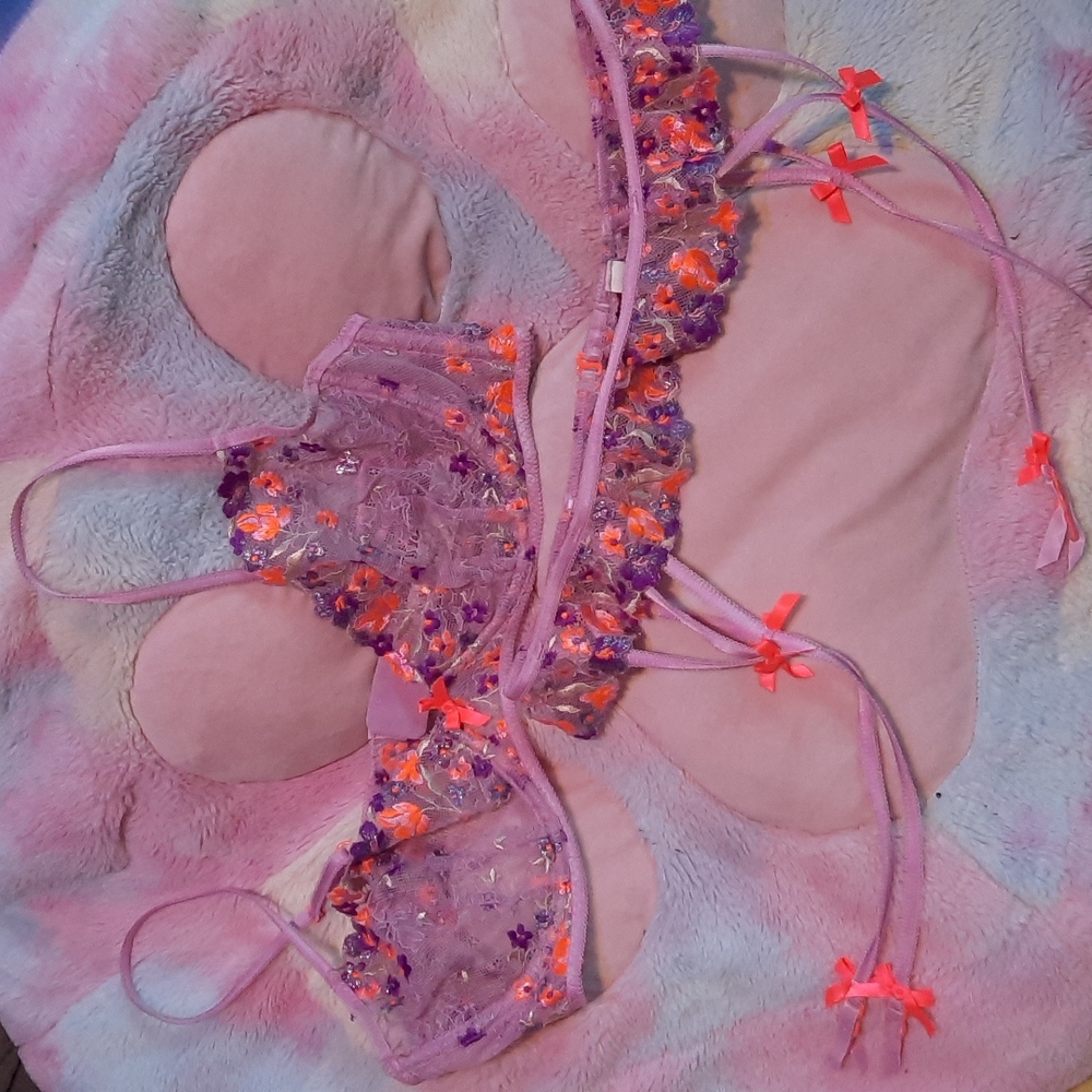 For Love and Lemons In Bloom Bra and Garter Belt